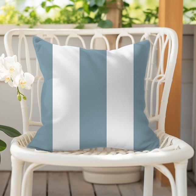 Coussin Rayures verticales de store tourmaline bleu et bla (Créateur téléchargé)