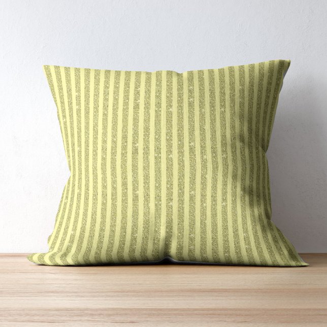 Coussin Rayures verticales de style pailleté jaune vif (Créateur téléchargé)