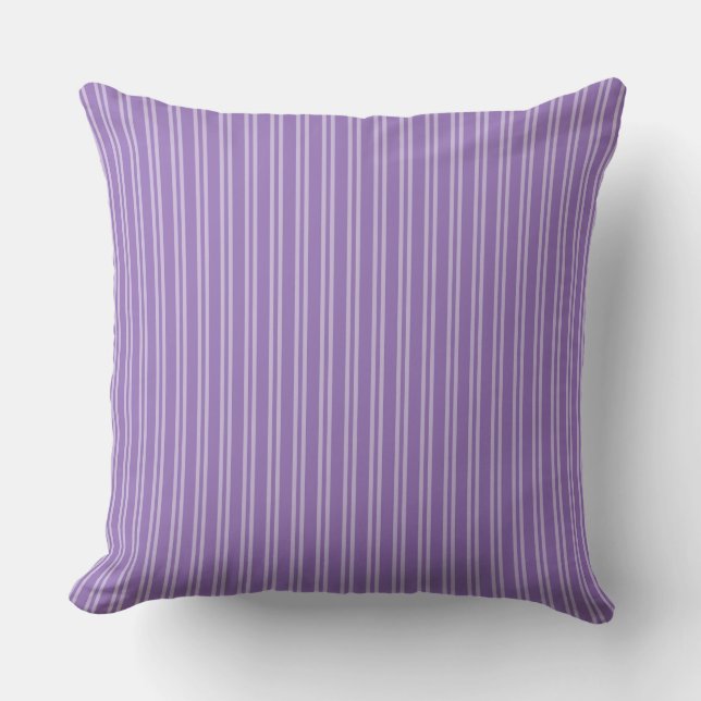 Coussin Rayures verticales : motif blanc et violet (Recto)