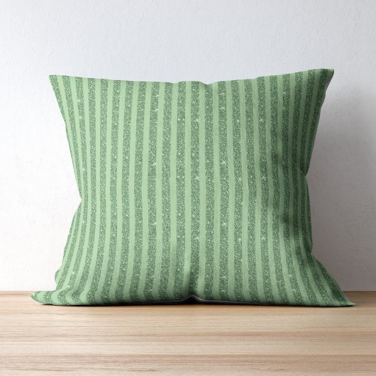 Coussin Rayures verticales simples en vert forêt pailleté