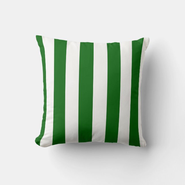 Coussin Rayures verticales vert émeraude et blanc (Recto)