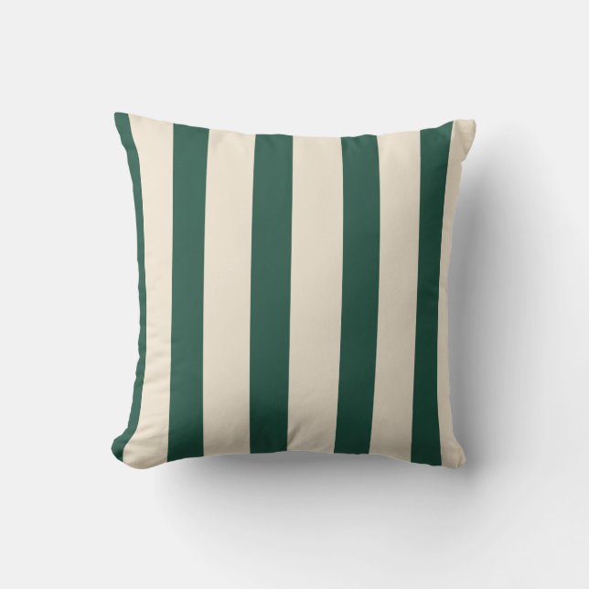 Coussin Rayures verticales vert foncé et crème du cirque v (Recto)