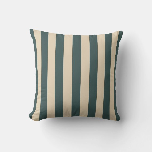 Coussin Rayures verticales vertes et crème (Recto)