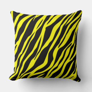 Coussin Rayures Zèbre Jaune Néon