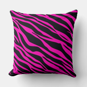 Coussin Rayures Zèbre Rose Chaud