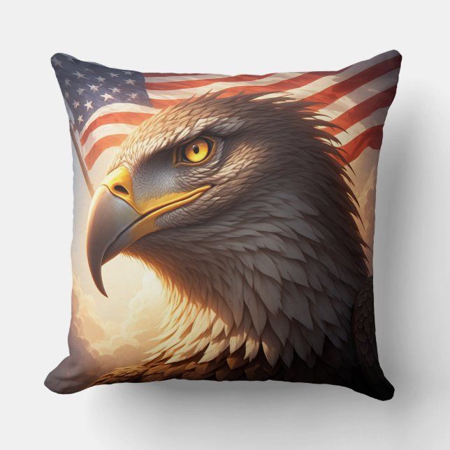 Coussin Realistic Majestic patriotic Eagle USA pride (Recto)