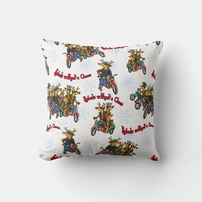 Coussin Rebelles sans Claus Reindeer Silver Holiday (Recto)