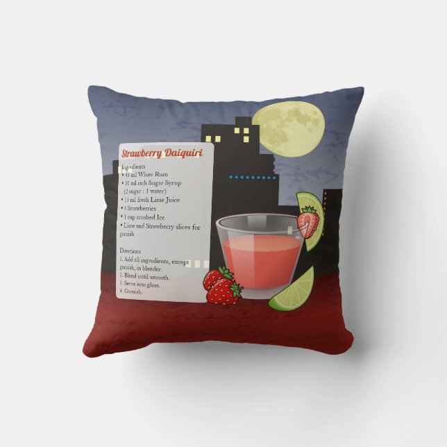 Coussin Recette de cocktail fraise Daiquiri (Verso)
