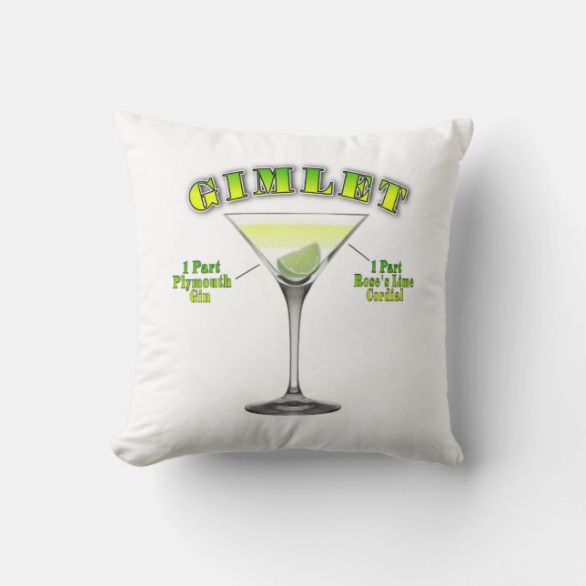 Coussin Recette de cocktail Gimlet Martini Art  (Recto)