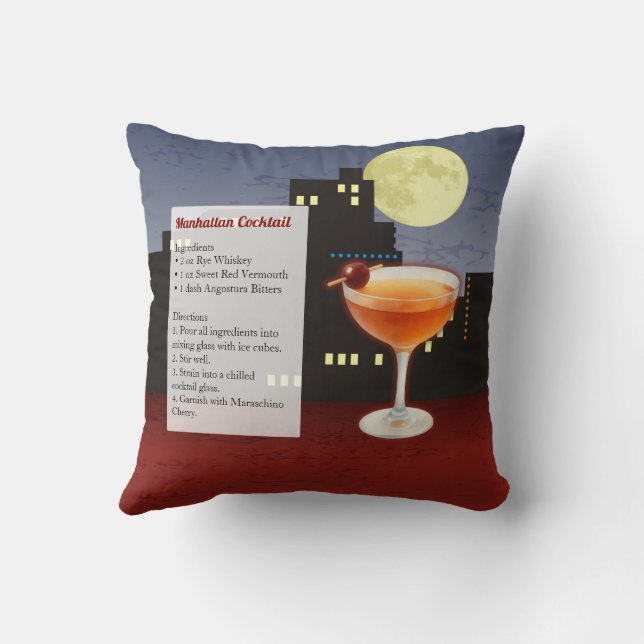 Coussin Recette de cocktail Manhattan (Verso)