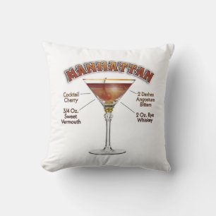 Coussin Recette de cocktail Manhattan Art