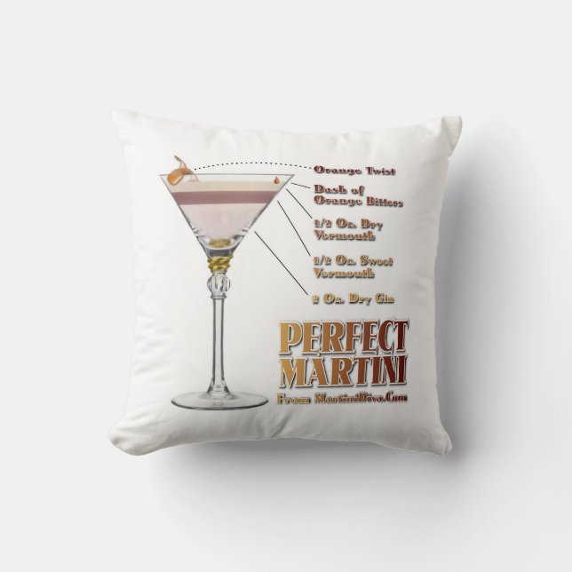 Coussin Recette de cocktail Martini parfait Art (Recto)