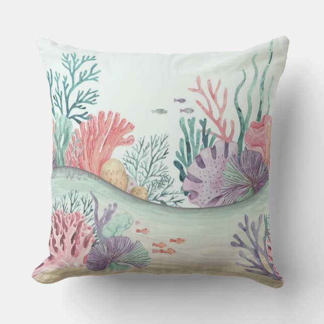 Coussin Récif de corail pastel (Recto)