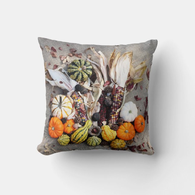 Coussin Récolte d'automne sur l'oreiller à lancer Burlap (Recto)