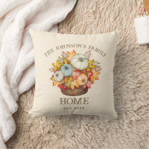 Coussin Récolte de maison de famille de citrouille d'autom