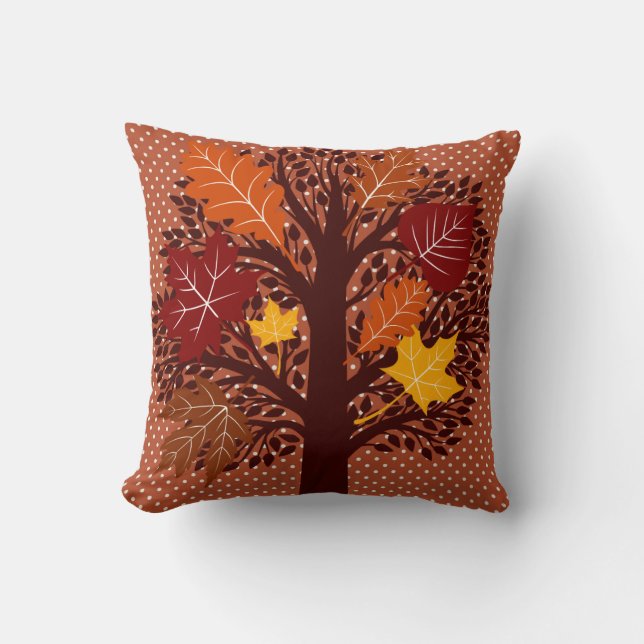 Coussin Récolte de novembre d'arbre de feuille d'automne (Recto)