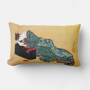 Coussin Rectangle 酔った女, femme bue par 北斎, Hokusai, Ukiyo-e