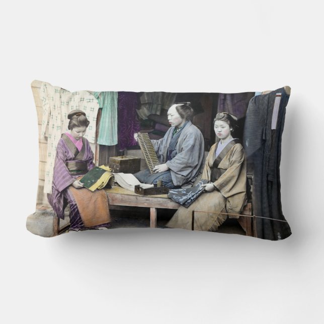 Coussin Rectangle 1870 Concessionnaire de tissus du Japon (Recto)