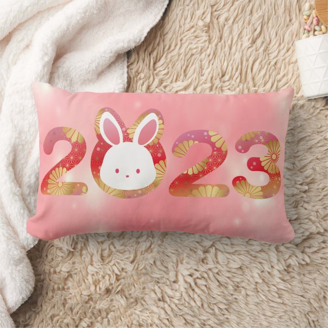 Coussin Rectangle 2023, Nouvel An Chinois, Lapin (Couverture)