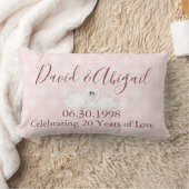 Coussin Rectangle 20e Anniversaire de Mariage Damassé Rose et Blanc (Couverture)
