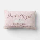 Coussin Rectangle 20e Anniversaire de Mariage Damassé Rose et Blanc (Recto)