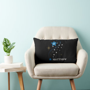 Coussin Rectangle 21e anniversaire bleu et noir Personnalisé