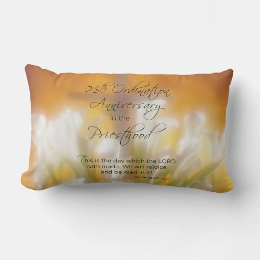 Coussin Rectangle 25e anniversaire d'Ordination Prêtrise Lys (Recto)