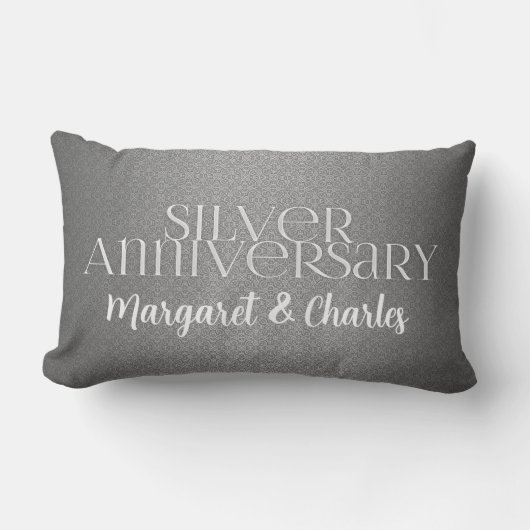 Coussin Rectangle 25e anniversaire du Mariage d'argent Nom et année (Recto)