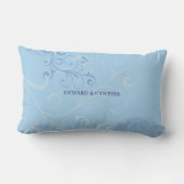 Coussin Rectangle 25e anniversaire en bleu et argent (Verso)