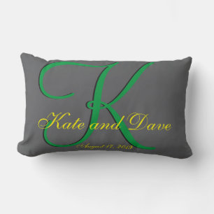 Coussin Rectangle 3d Titane Monogramme Date Texte jaune