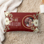 Coussin Rectangle 40e Mariage de PHOTO Anniversaire Floral Ruby Gold (Couverture)