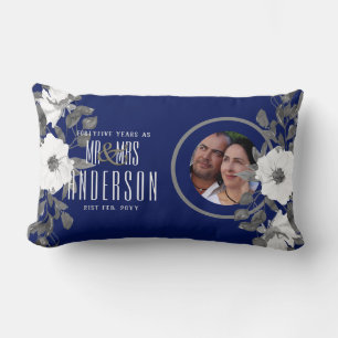 Coussin Rectangle 45e Mariage de PHOTO Anniversaire floral Sapphire