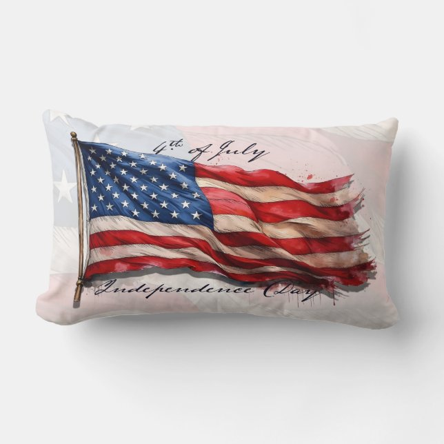Coussin Rectangle 4 juillet - Célébrer avec le drapeau américain (Recto)