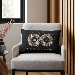 Coussin Rectangle 50e Anniversaire de Mariage Collage Photo Infini