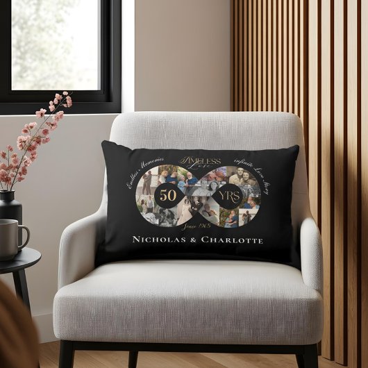Coussin Rectangle 50e Anniversaire de Mariage Collage Photo Infini