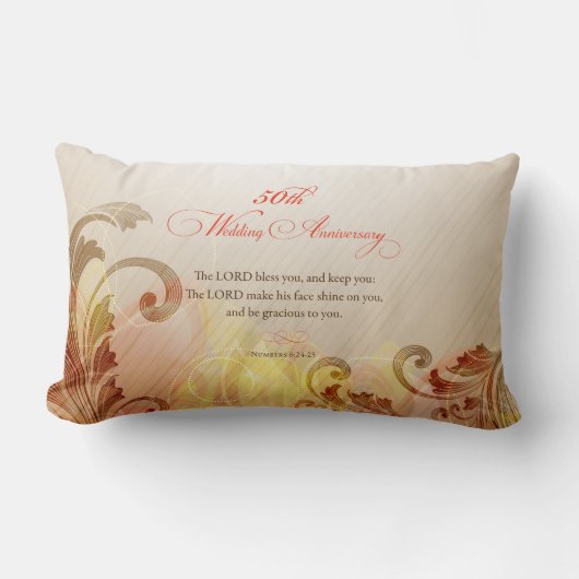 Coussin Rectangle 50e anniversaire de mariage, que le Seigneur bénis (Recto)