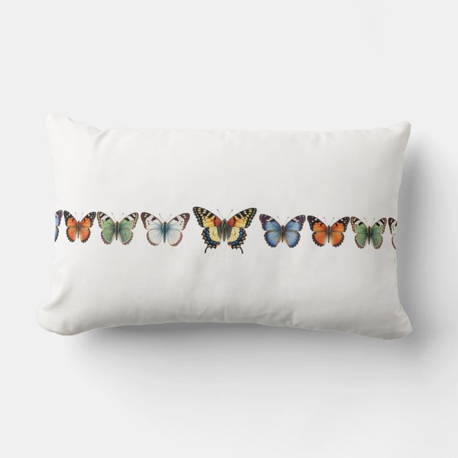 Coussin Rectangle 5 beaux papillons insectes art aquarelle (Recto)