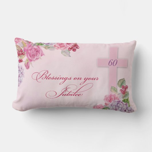 Coussin Rectangle 60e anniversaire de la vie religieuse Nonne cathol (Recto)