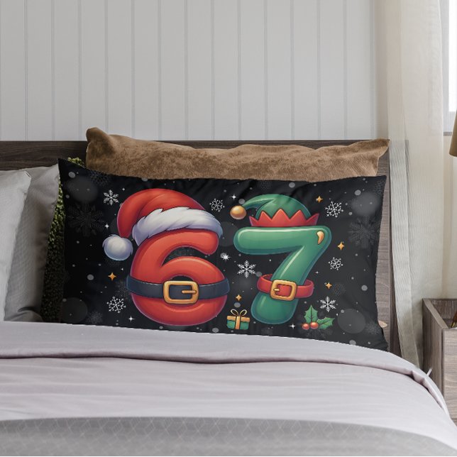 Coussin Rectangle 67 Meme Six Seven Bruh Drôle de Noël 6 7 (Créateur téléchargé)