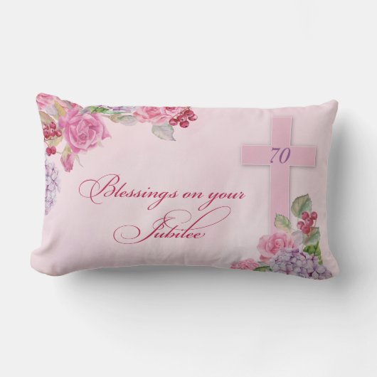 Coussin Rectangle 70e anniversaire de la vie religieuse Nonne cathol (Recto)