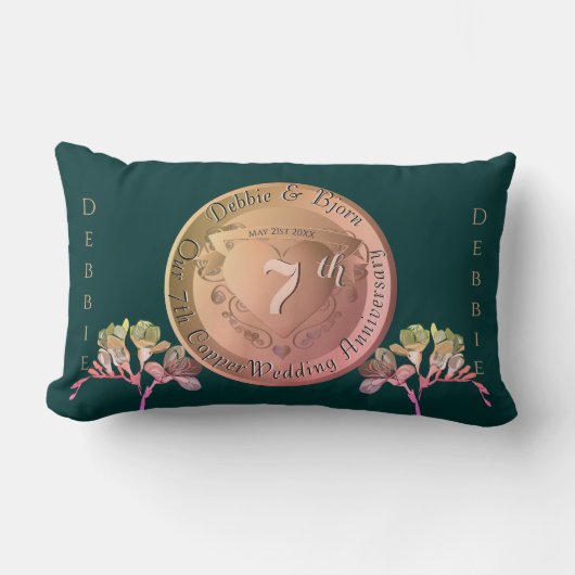 Coussin Rectangle 7e anniversaire Mariage Frésis en cuivre (Recto)