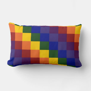 Coussin Rectangle à damiers arc-en-ciel