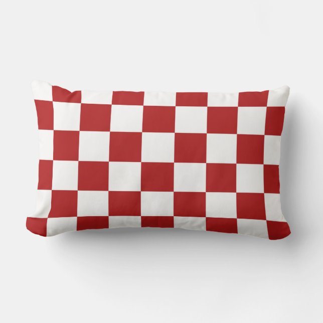 Coussin Rectangle à damiers rouge et blanc (Recto)