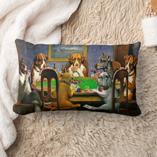 Coussin Rectangle A Friend in Need, Dogs Playing Poker, (Couverture)