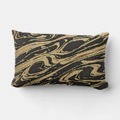 Coussin Rectangle Abstract Fluid Art - Black Marble Effect (Verso)