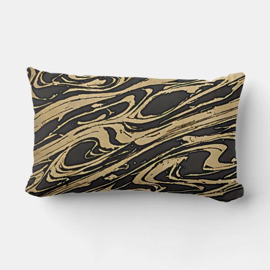 Coussin Rectangle Abstract Fluid Art - Black Marble Effect (Verso)