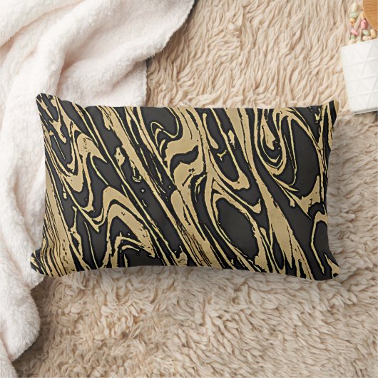 Coussin Rectangle Abstract Fluid Art - Black Marble Effect (Couverture)