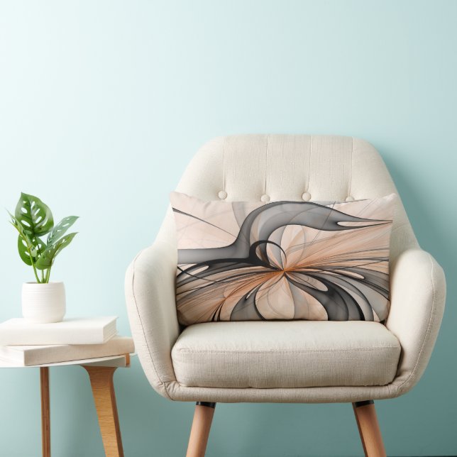 Coussin Rectangle Abstrait Anthracite Grey Sienna Art moderne fracta (Chaise)