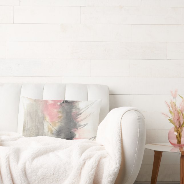 Coussin Rectangle Abstrait Art moderne peint Or rose (Canapé)