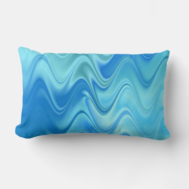 Coussin Rectangle Abstrait Bleu Ondulé (Recto)